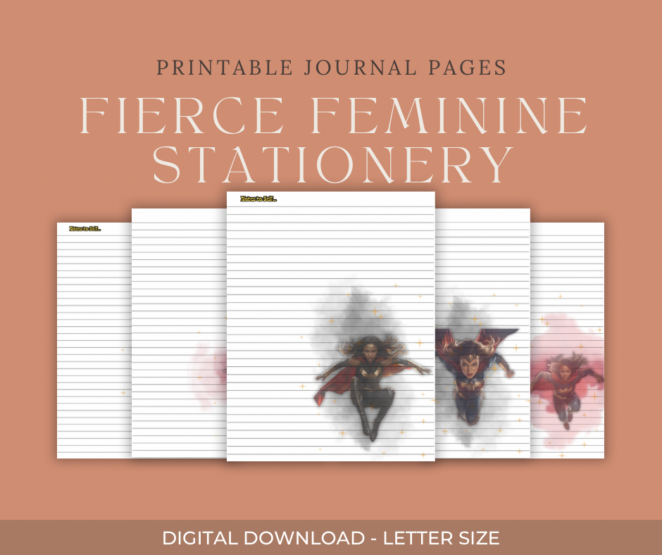 Image of the woman superhero themed printable journal pages