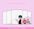 Images of the cartoon anime themed printable journal pages