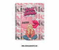 Journal with a colorful cover featuring text and a graphic of a person sitting on a heart.