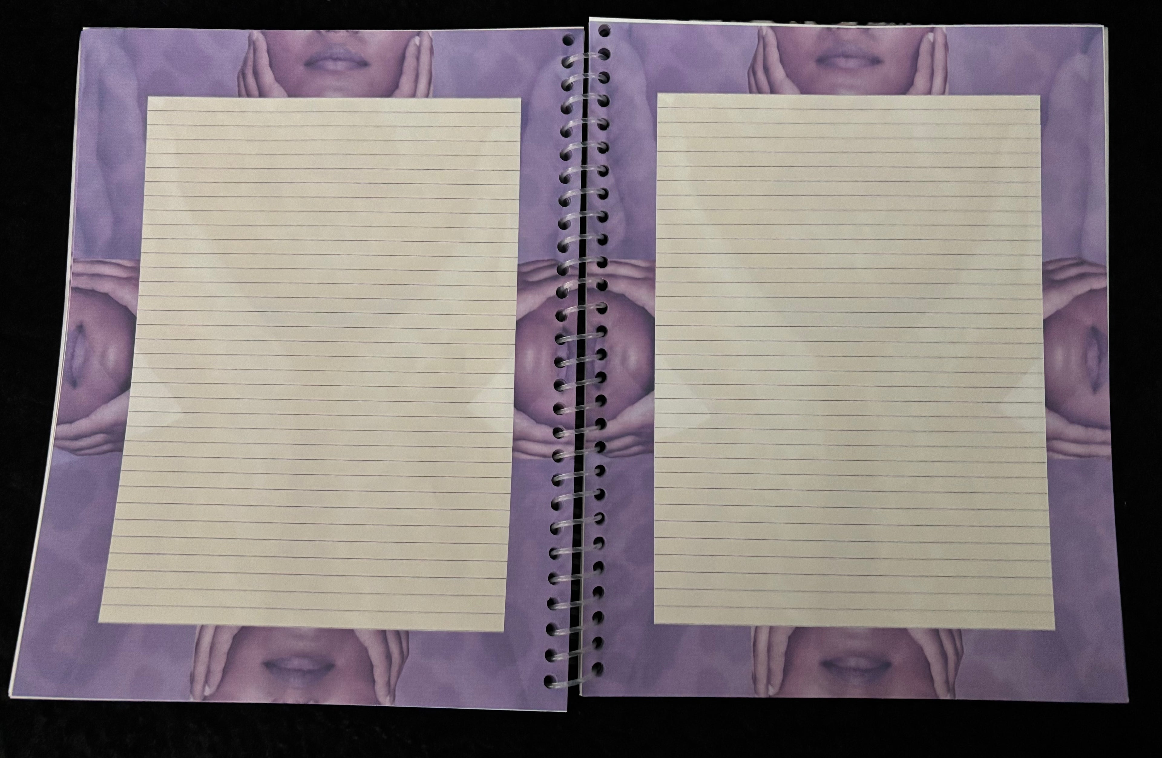 Inside of the purple intentionally healing journal.