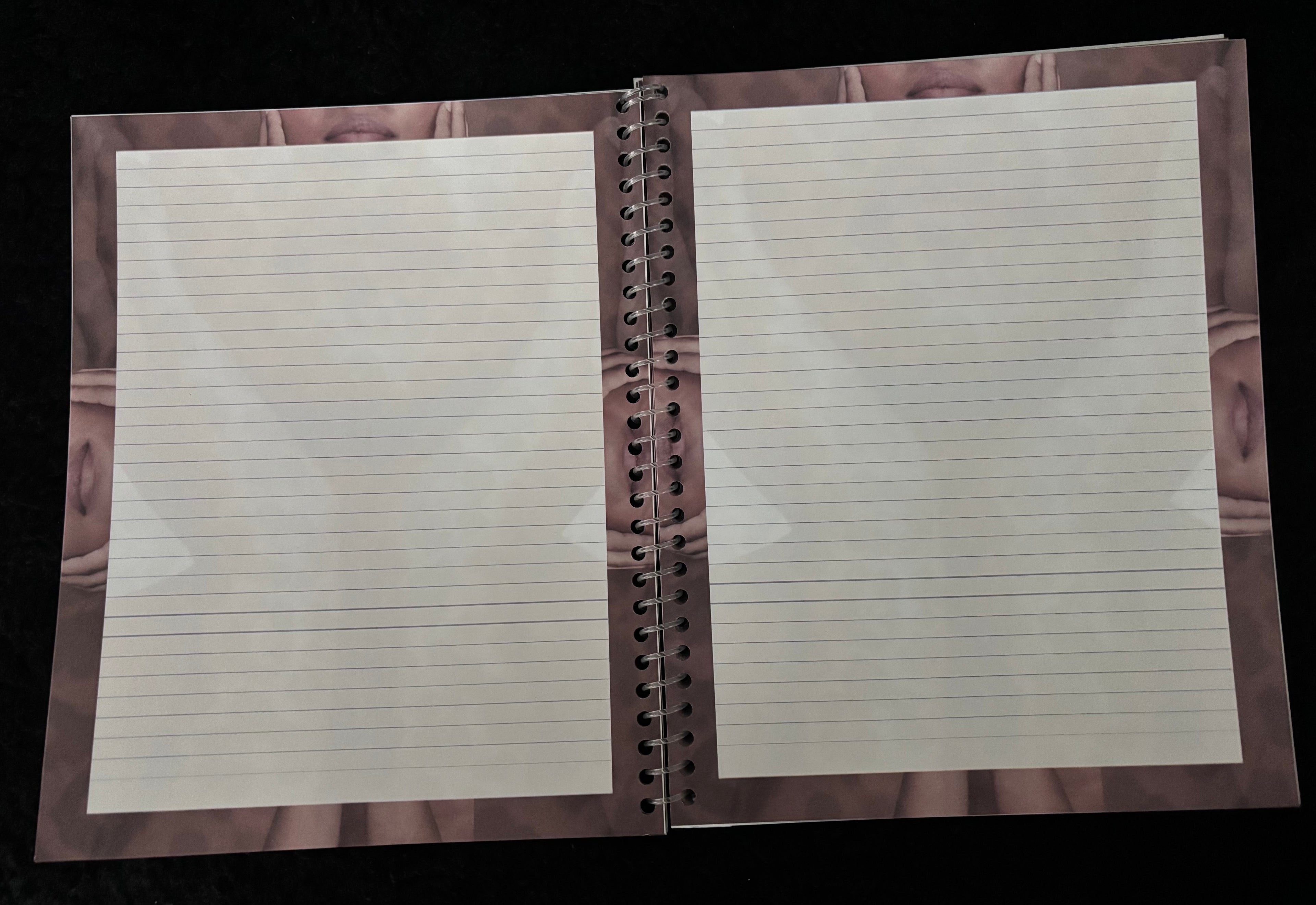 The inside of the brown intentionally healing journal.